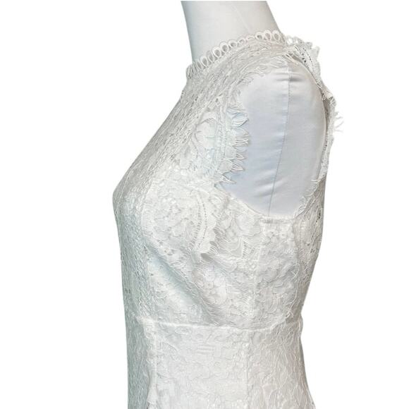 Blu Pepper Mock Neck White Lace Sheath Dress Large Coquette Bridal Boho Chic - Picture 7 of 12